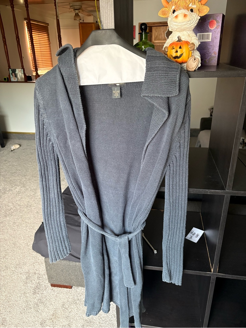 Banana Republic Gray Open-Front Knit Cardigan with Tie Belt
